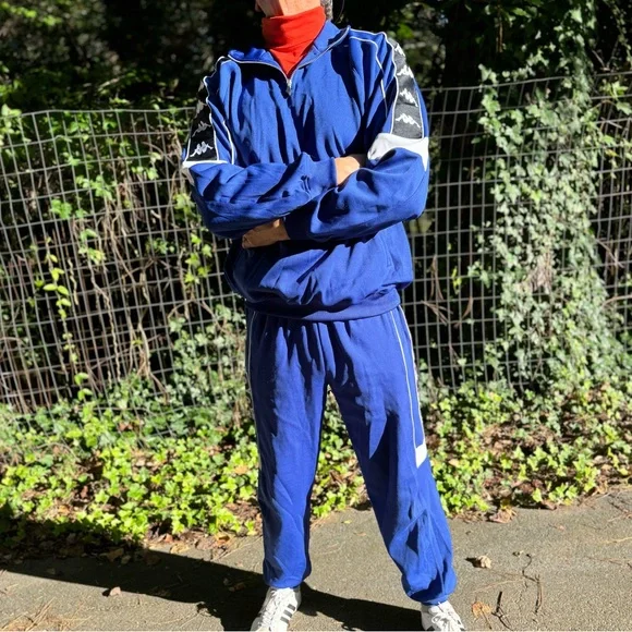 KAPPA—VTG Two-Piece Quarter-Zip Tracksuit—Mens XL—Blue, Black & White—Omni Logos